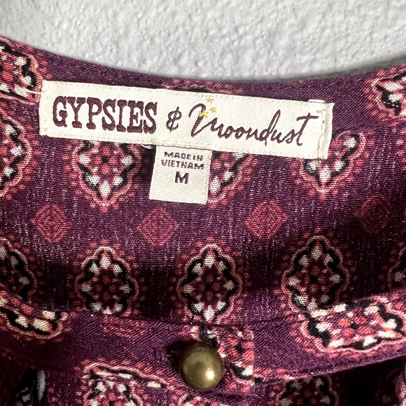 Gypsies & Moondust Womens Size M Floral Patchwork Mixed Media Keyhole Flowy BOHO - Picture 3 of 10